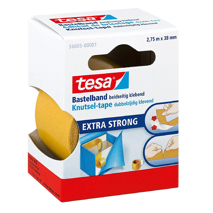 TESA Ruban Adhésif de Bricolage Double faces 38mm x 2,75m x 6