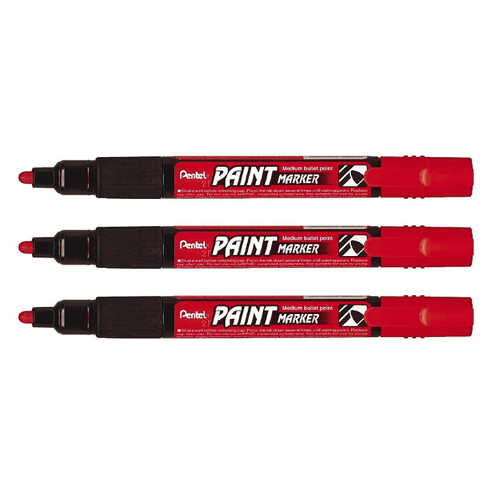 PENTEL marqueur permanent PAINT MARKER MMP20, rouge x 3