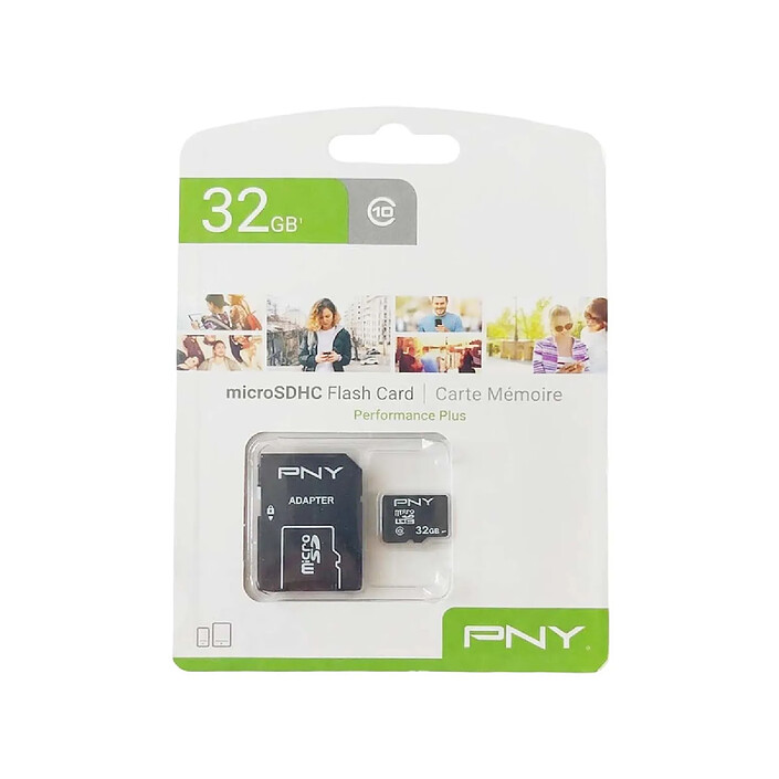PNY Carte Mémoire MicroSD 32GB Class 10 Modèle Performance Plus 50 Mb/s Noir pas cher