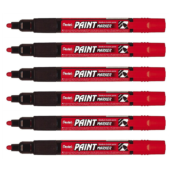 PENTEL marqueur permanent PAINT MARKER MMP20, rouge x 6