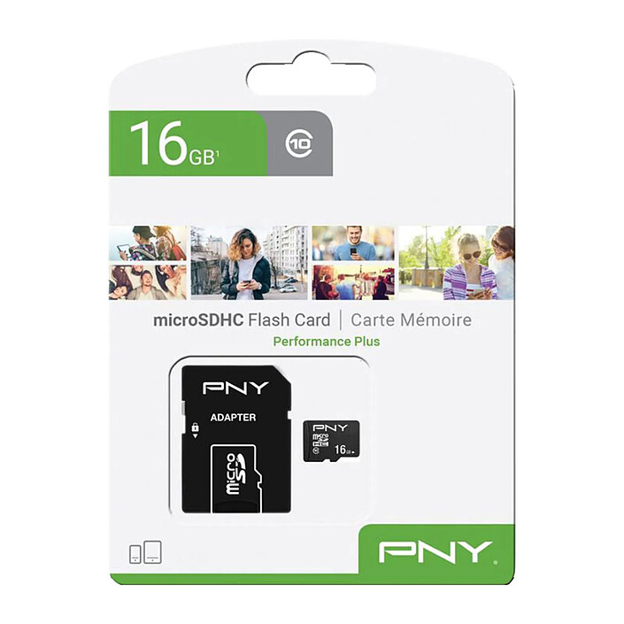 Acheter PNY Carte Mémoire MicroSD 16GB Class 10 Modèle Performance Plus 50 Mb/s Noir