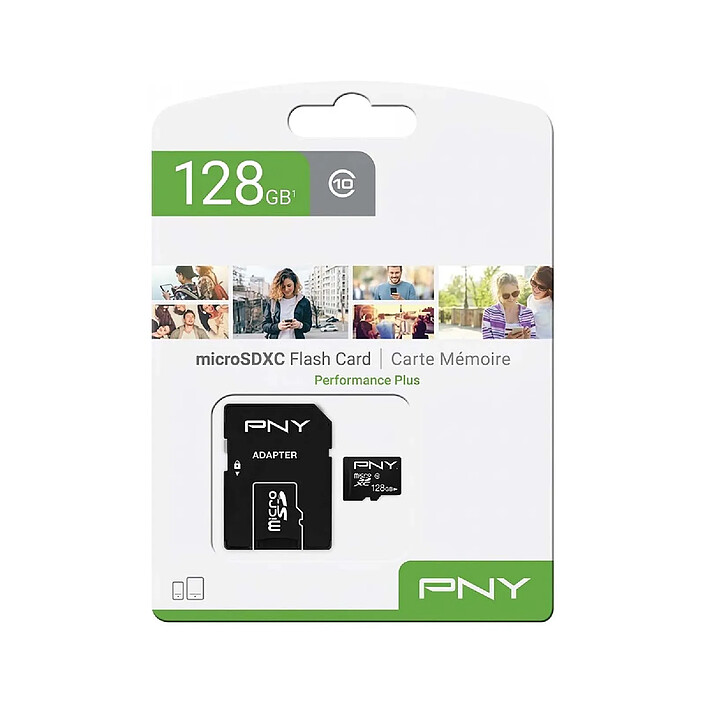PNY Carte Mémoire MicroSD 16GB Class 10 Modèle Performance Plus 50 Mb/s Noir pas cher