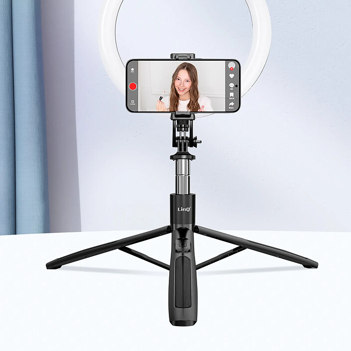 LinQ Perche Selfie Bluetooth Extensible avec Trépied Stable Support Rotatif Noir pas cher