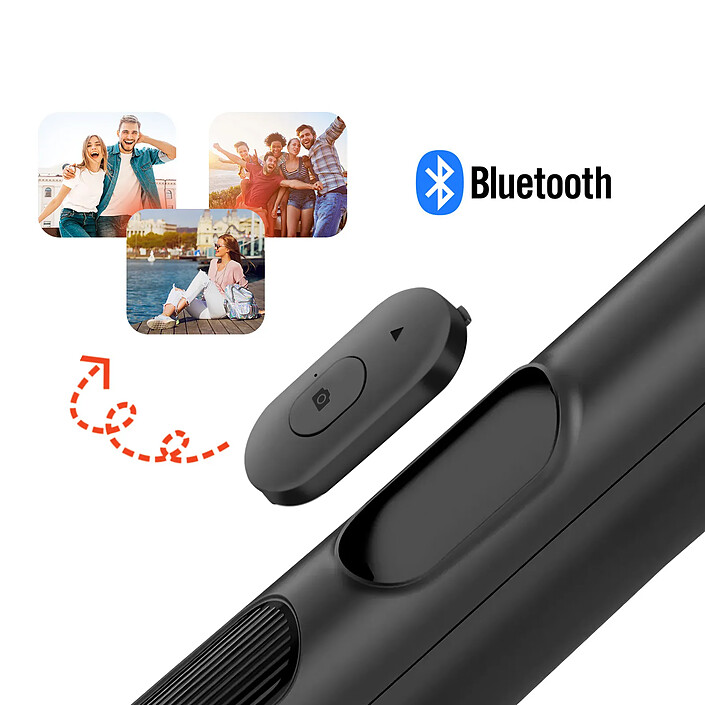 Acheter LinQ Perche Selfie Bluetooth Extensible avec Trépied Stable Support Rotatif Noir