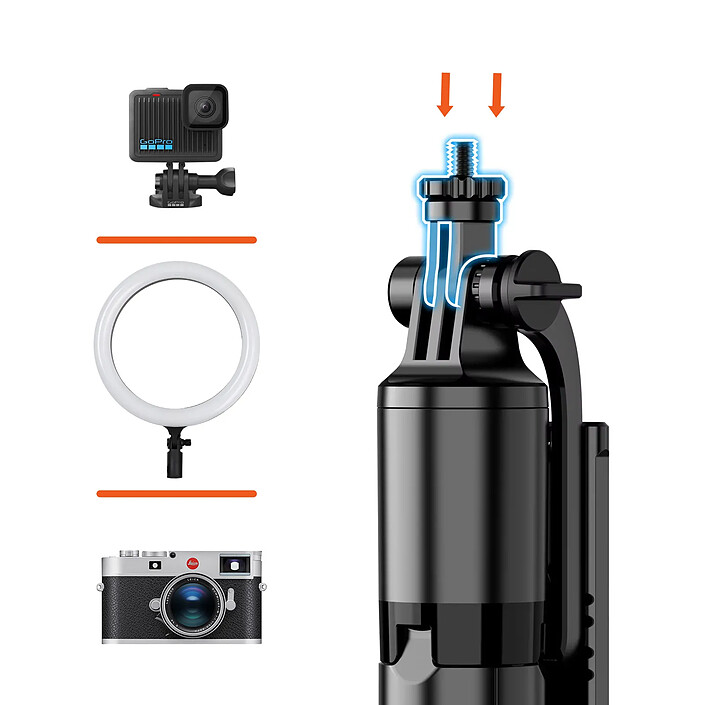 Avis LinQ Perche Selfie Bluetooth Extensible avec Trépied Stable Support Rotatif Noir