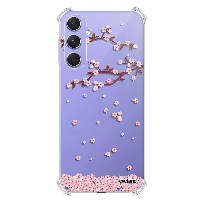 Evetane Coque Coque Samsung Galaxy A54 Silicone antichocs Solides coins renforcés  transparente Motif Chute De Fleurs