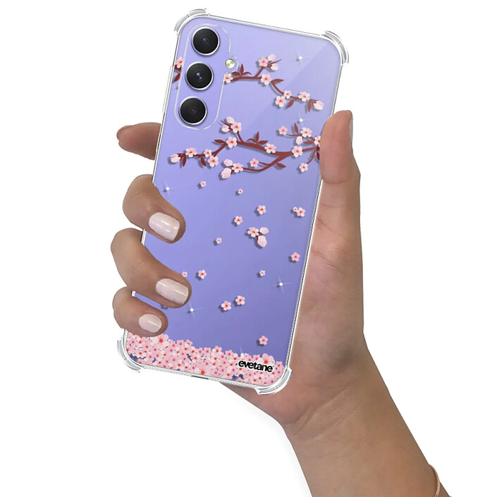 Evetane Coque Coque Samsung Galaxy A54 Silicone antichocs Solides coins renforcés  transparente Motif Chute De Fleurs pas cher