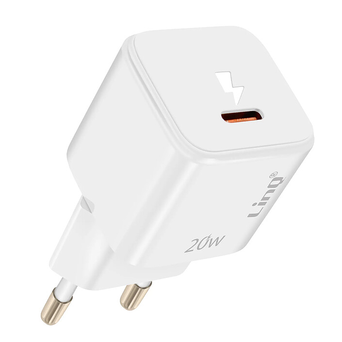 LinQ Chargeur Secteur USB-C Power Delivery 20W Charge Efficace Compact Blanc