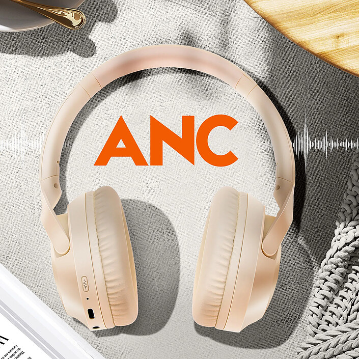 Acheter LinQ Casque Audio Bluetooth à Réduction de Bruit Pliable Beige