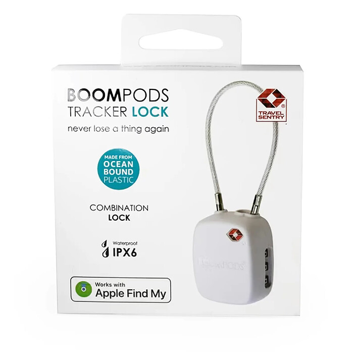 Boompods Cadenas Connecté Airtag Compatible Apple Find My IPX6 Blanc pas cher