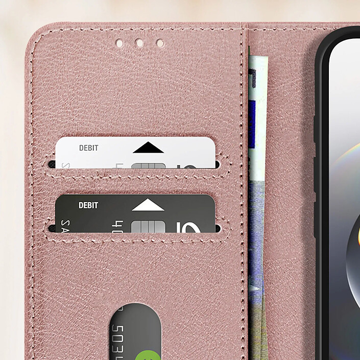 Avizar Étui pour iPhone 16e Clapet Portefeuille et Support Vidéo Rose champagne pas cher