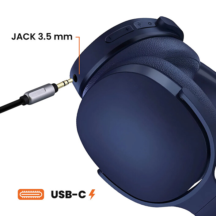 Avizar Casque Audio Bluetooth à Réduction de Bruit avec Microphone Bleu pas cher