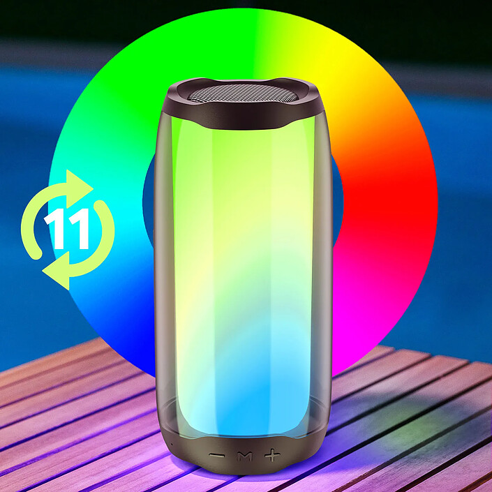 LinQ Enceinte Bluetooth LED RGB Multicolore Étanche IPX6 Son puissant 8W Noir pas cher