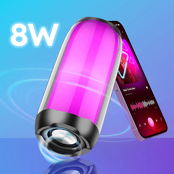 Avis LinQ Enceinte Bluetooth LED RGB Multicolore Étanche IPX6 Son puissant 8W Noir