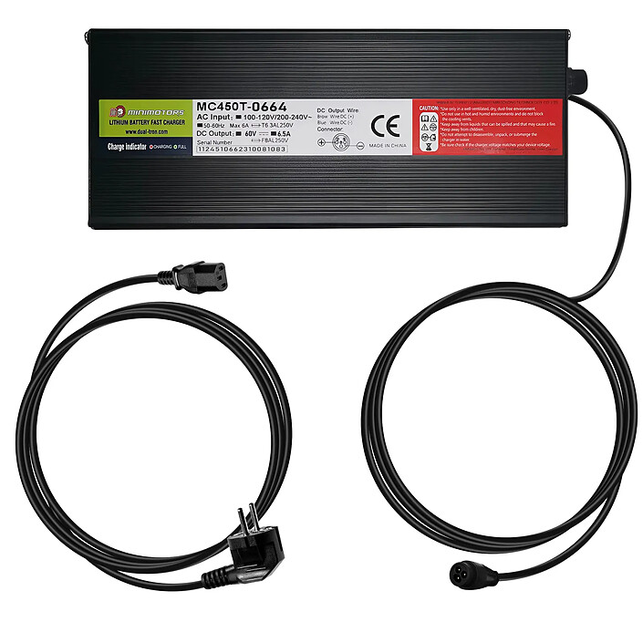 Avis Minimotors Chargeur pour Trottinette Dualtron connecteur LP-16 60V / 6.5A Noir