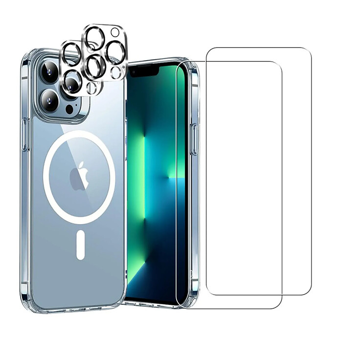 Acheter Evetane Coque iPhone 13 Pro Max Antichoc compatible Magsafe + 2 Protections écran et 2 protections Objectif Caméra