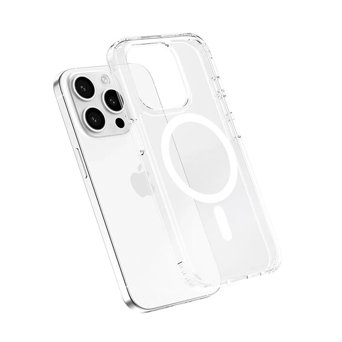 Evetane Coque iPhone 15 Pro Max Antichoc compatible Magsafe + 2 Protections écran et 2 protections Objectif Caméra pas cher