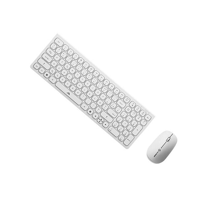 A-Logic Clavier Sans Fil AZERTY Rechargeable USB-C Modèle Echelon et Souris Sans Fil Blanc