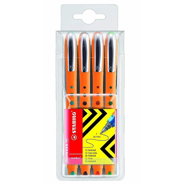 STABILO Etui de 4 Stylos roller Bionic Worker Fine 0,3 mm