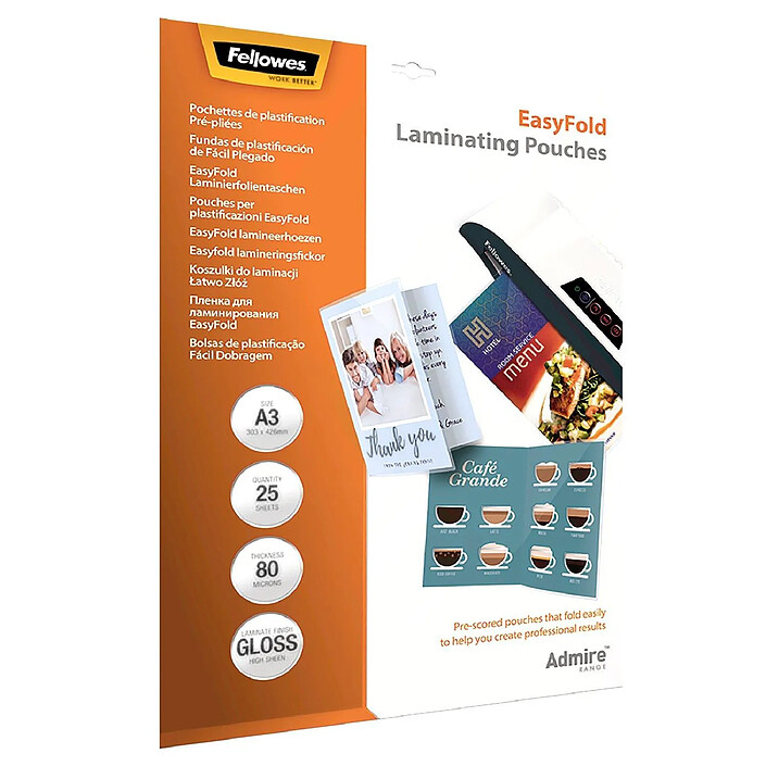 FELLOWES Pochette de Plastification A3 Pliée 160 mic