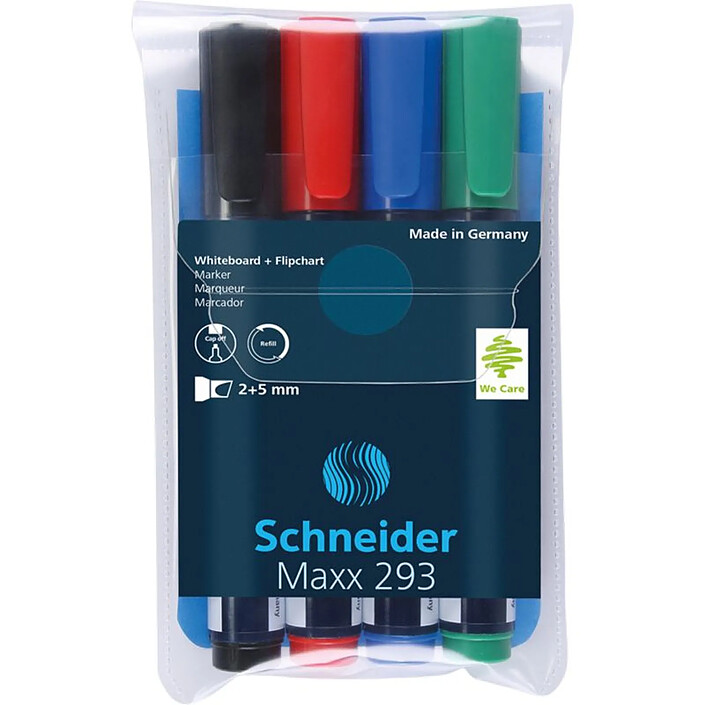 SCHNEIDER Marqueur tableau blanc Maxx 293 Pochette 4 assorti