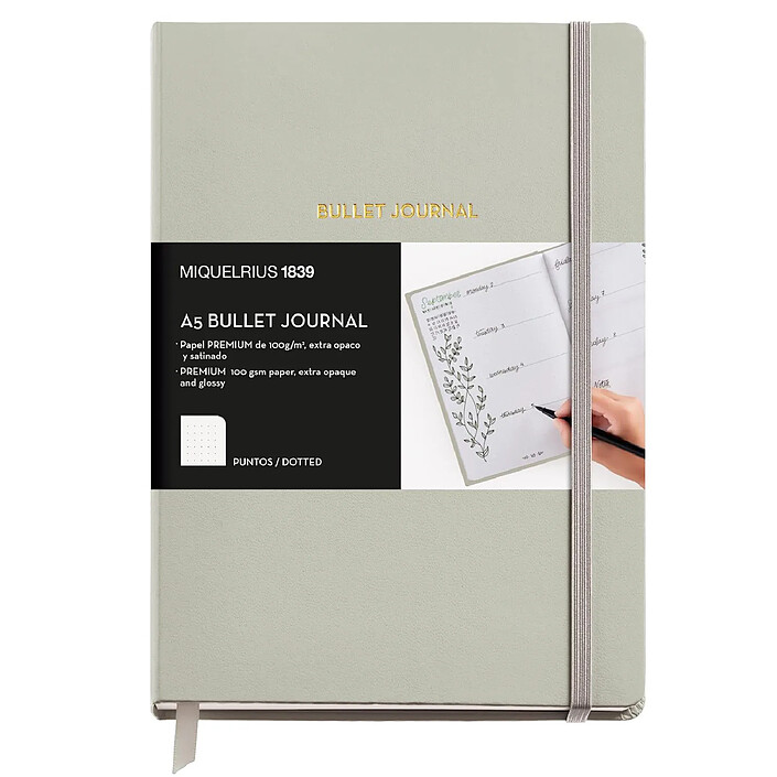 MIQUELRIUS Cahier de notes Bullet Journal, Couverture rigide A5 96 Pages 100g Gris