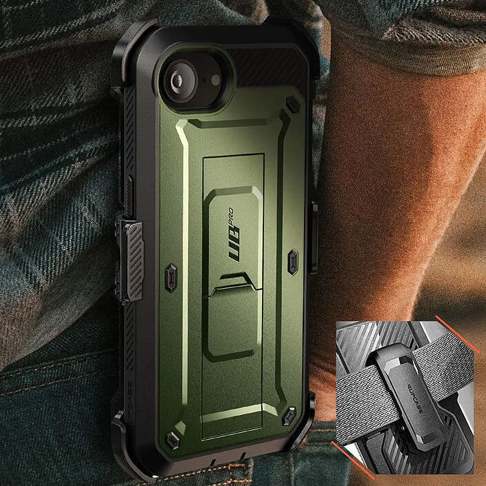 Supcase Coque Intégrale pour iPhone 16e Série Unicorn Beetle Pro avec Béquille Vert pas cher
