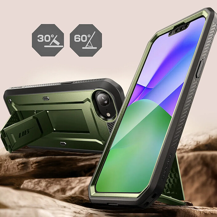 Avis Supcase Coque Intégrale pour iPhone 16e Série Unicorn Beetle Pro avec Béquille Vert