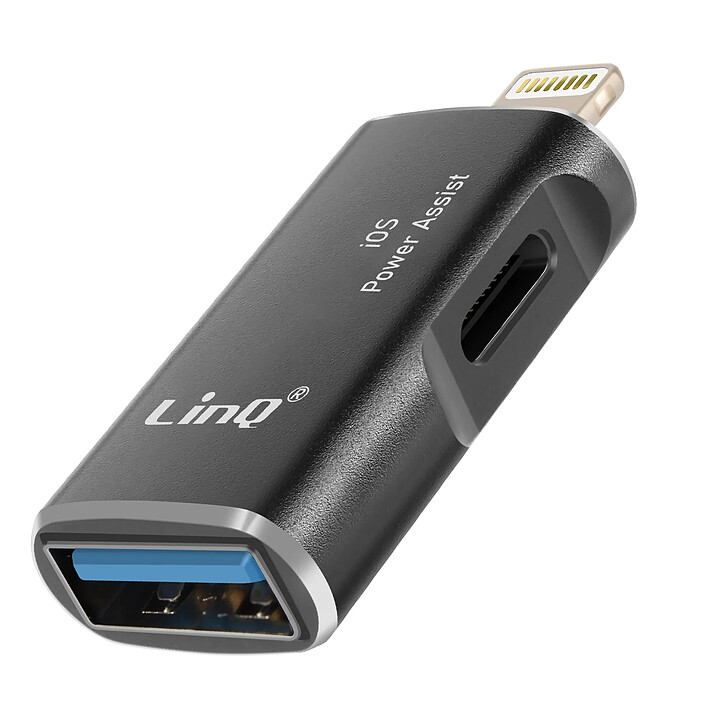 LinQ Adaptateur OTG USB et USB C vers Apple Lightning Noir