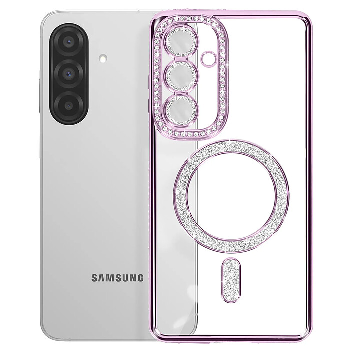 Avizar Coque Diamant pour Samsung Galaxy A26 MagSafe Contour Strass Violet pas cher