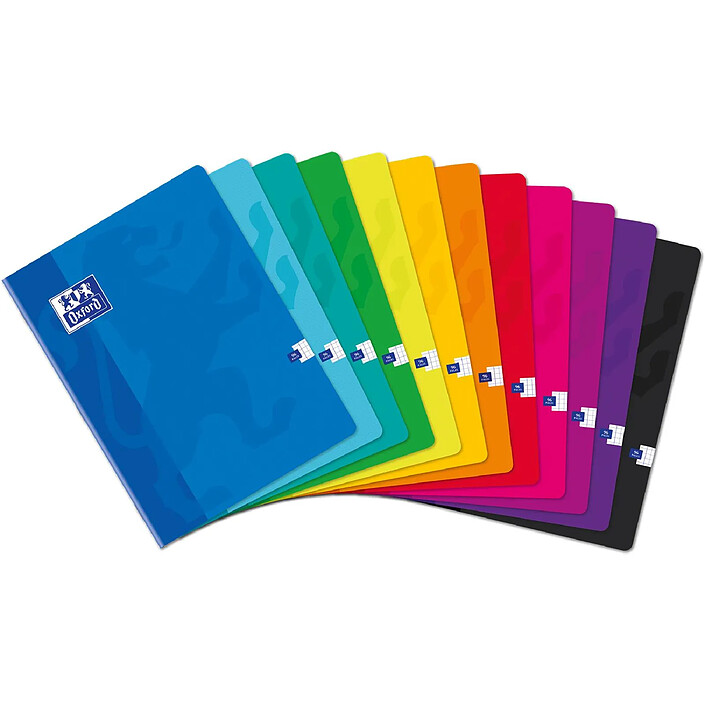 OXFORD Cahier 24x32cm 96 pages 90g quadrillé 5 x 5 avec marge coloris aléatoires