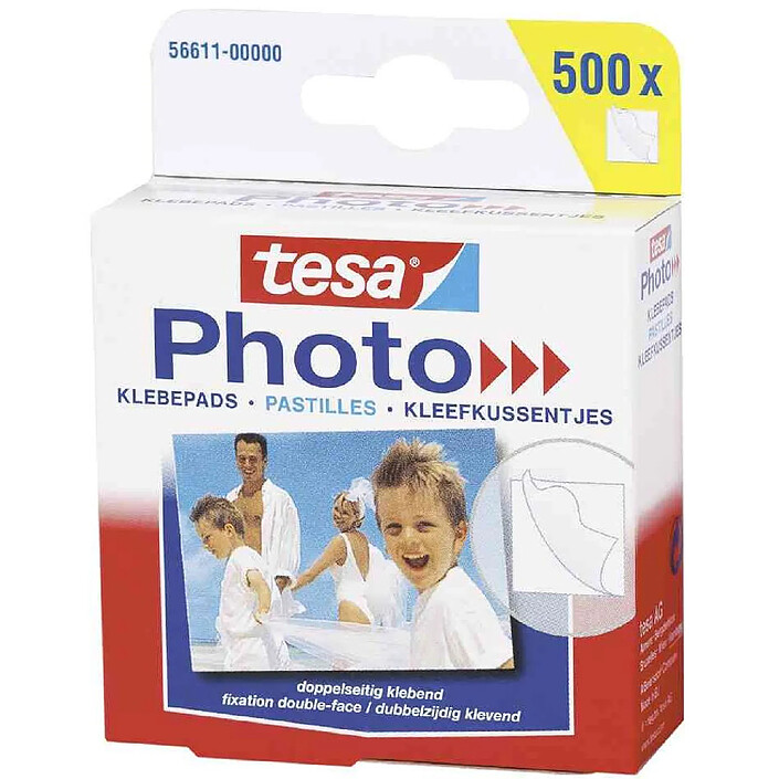 TESA Boite de 500 pastilles adhésives double face pour Photo Blanc x 12