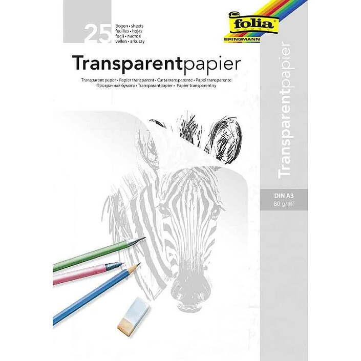 FOLIA Bloc de papier transparent, A4, 80 g/m2, 25 feuilles