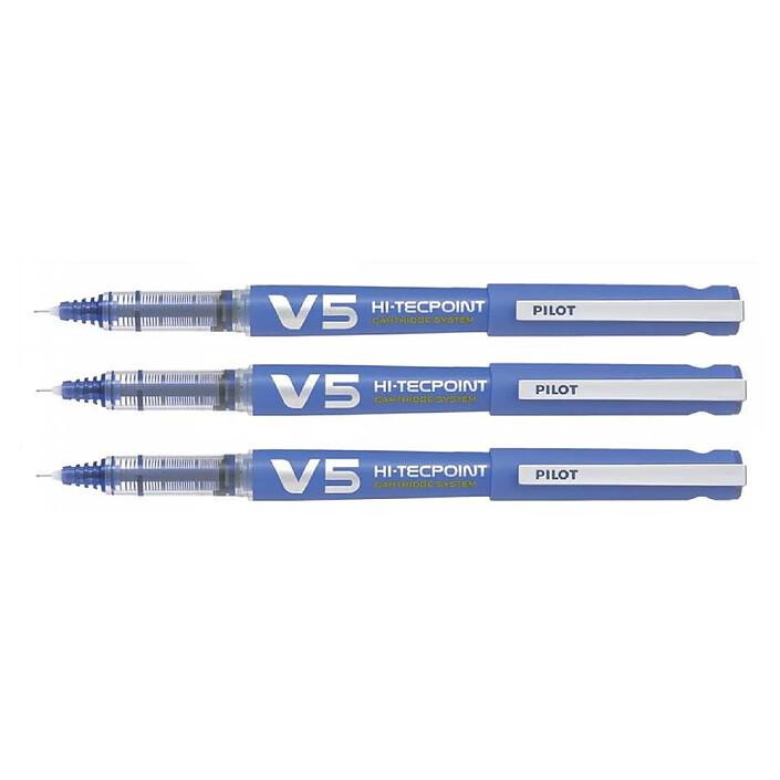 PILOT Roller Rechargeable V5 encre liquide Bleu Begreen Pointe Fine x 3