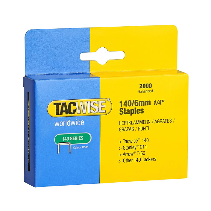 TACWISE Agrafes 140/6 mm, 2.000 pièces, galvanisé