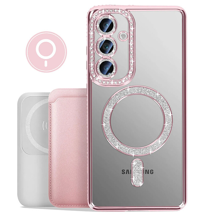 Acheter Avizar Coque Diamant pour Samsung Galaxy S25 MagSafe Contour Strass Rose