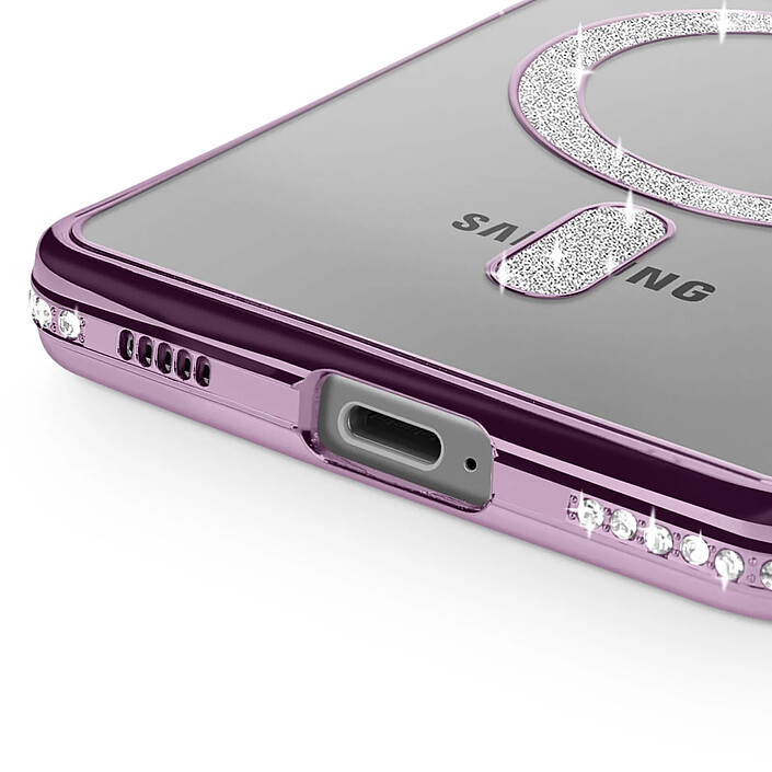 Avis Avizar Coque Diamant pour Samsung Galaxy S25 MagSafe Contour Strass Violet