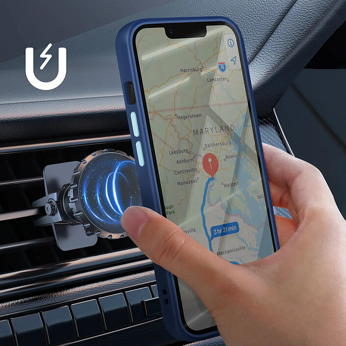 Avis Avizar Coque pour iPhone 16e Bague Magnétique Bleu