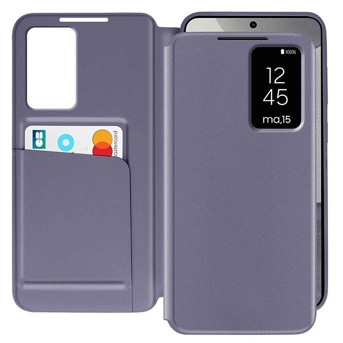 Étui Fenêtre pour Samsung Galaxy S24 avec Clapet Porte-Carte Lavande