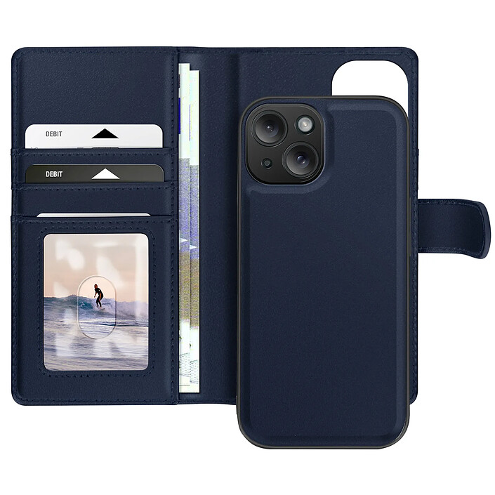 Mayaxess Étui pour iPhone 15 Coque Détachable Bleu nuit