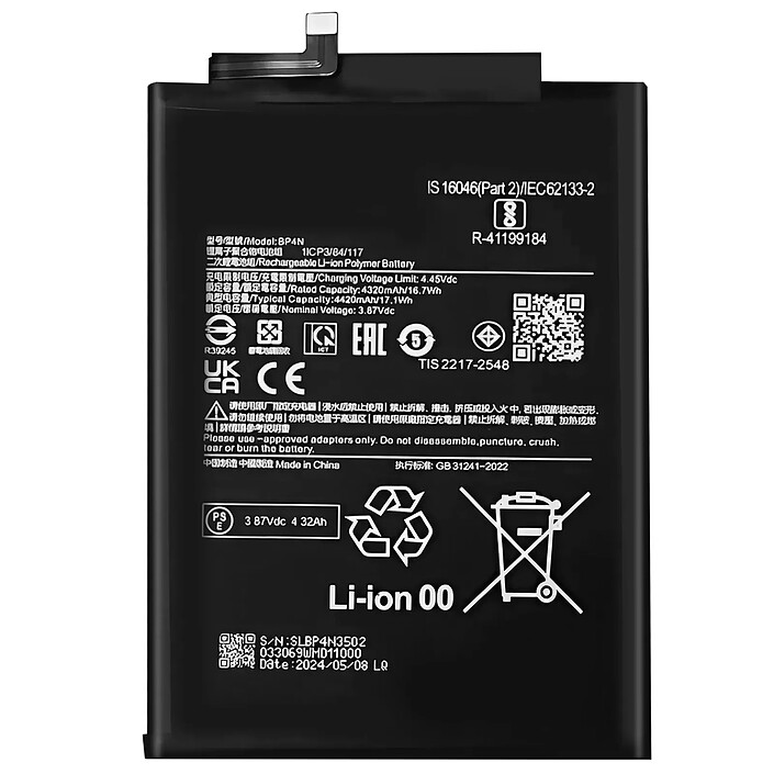 Clappio Batterie interne pour Xiaomi Pad 6 4420mAh modèle BP4N Blanc