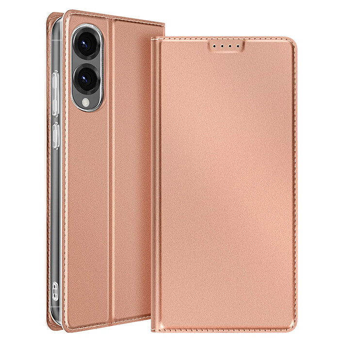 Dux Ducis Étui pour Samsung Galaxy S25 Edge Clapet Support Vidéo Rose champagne