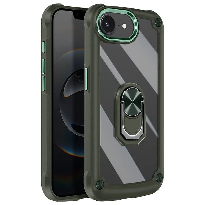 Avizar Coque pour iPhone 16e Bague Magnétique Support Vidéo Vert