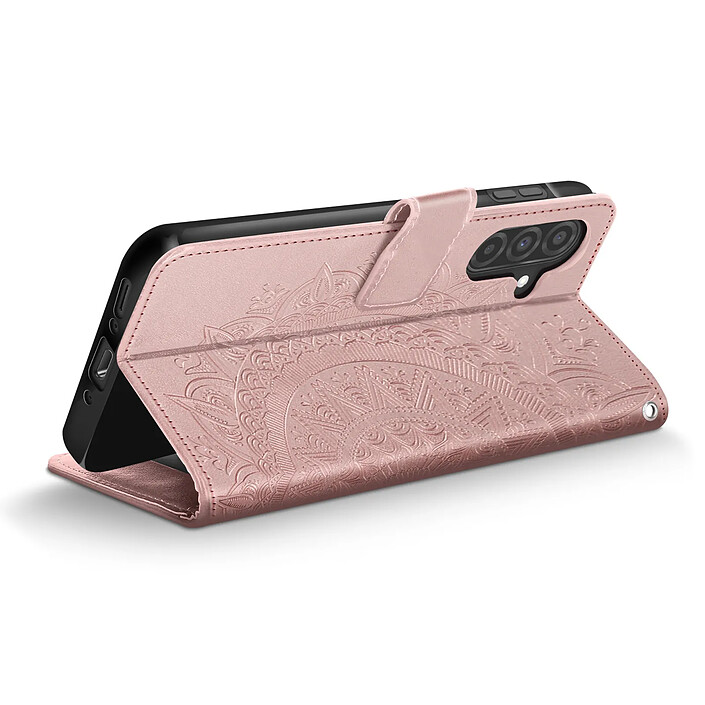 Acheter Étui Fleurs Mandala pour Samsung Galaxy A26 Portefeuille Dragonne Rose champagne