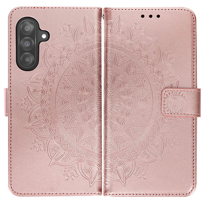 Étui Fleurs Mandala pour Samsung Galaxy A26 Portefeuille Dragonne Rose champagne pas cher