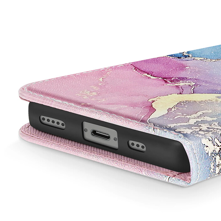 Avizar Étui pour iPhone 16e Motif Marbre Multicolore Dragonne et Porte-Carte Multicolore pas cher