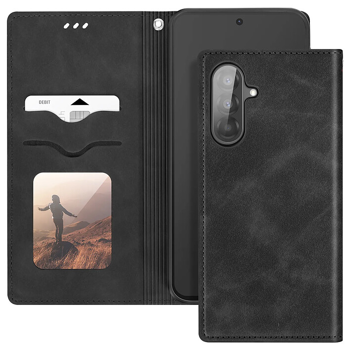 Avizar Étui pour Samsung Galaxy A56 Portefeuille Support Vidéo Noir