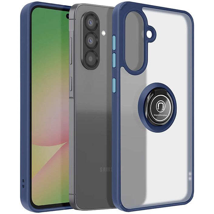 Avizar Coque pour Samsung Galaxy A56 Bague Magnétique Dos Translucide Bleu nuit