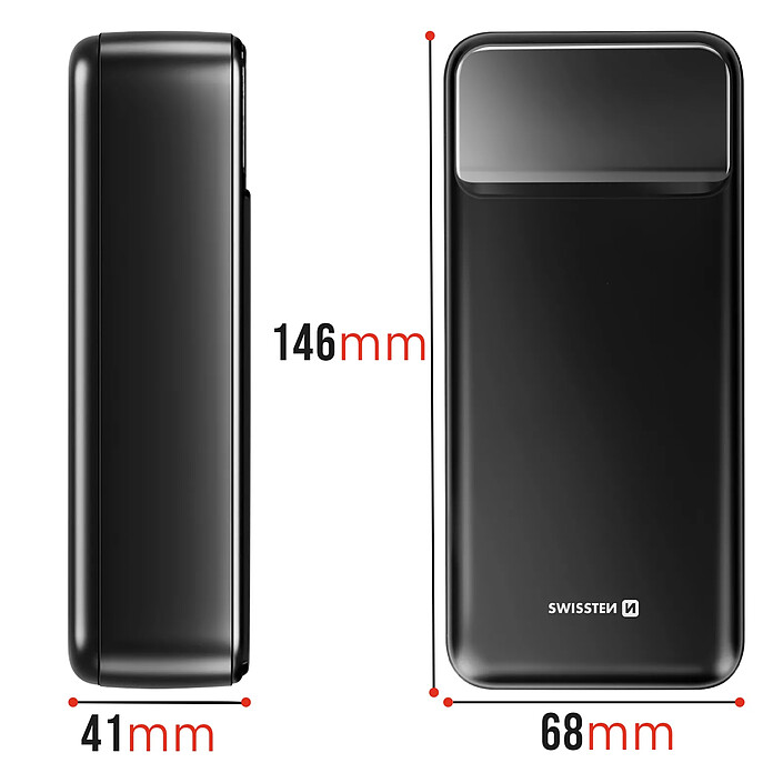 Acheter Swissten Batterie Externe 30000mAh avec USB-C et 2 USB Écran LED Compacte Noir