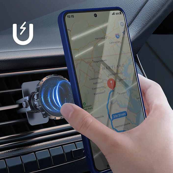 Avis Avizar Coque pour Samsung Galaxy S25 Edge Bague Magnétique Dos Translucide Bleu nuit